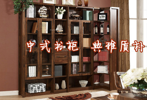 中式書房書櫃裝修效果圖
