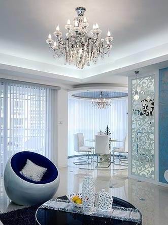 清新素雅的藍白風格家居餐廳圖片