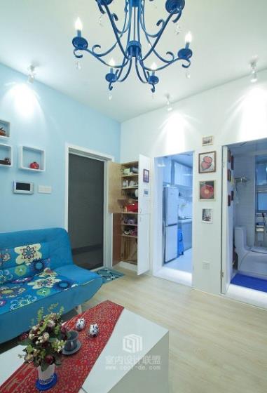 靜谧藍色小戶型單身公寓案例